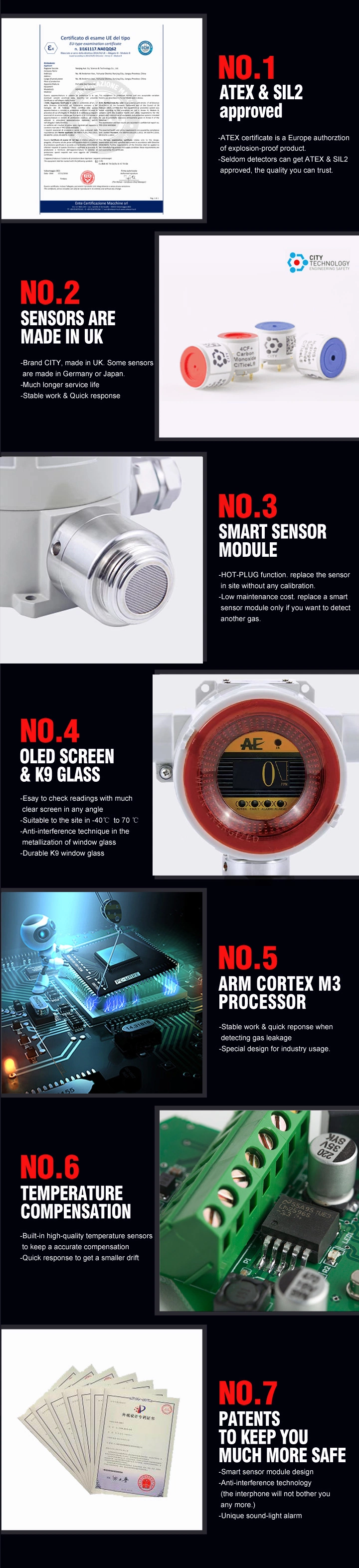 Gas Leak Detector, Fixed 24h Monitoring Ex Combustible Flammable Gas Detector for Industrial Use